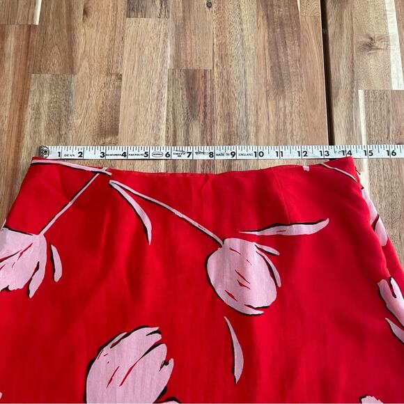 Red & White Tulip Print Floral Skirt Flowy - Picture 4 of 7
